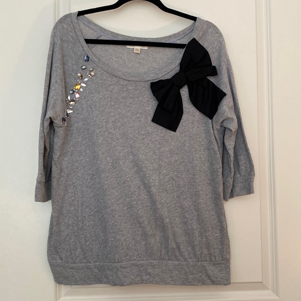 Forever 21 Embellished Bow Shirt 2000s